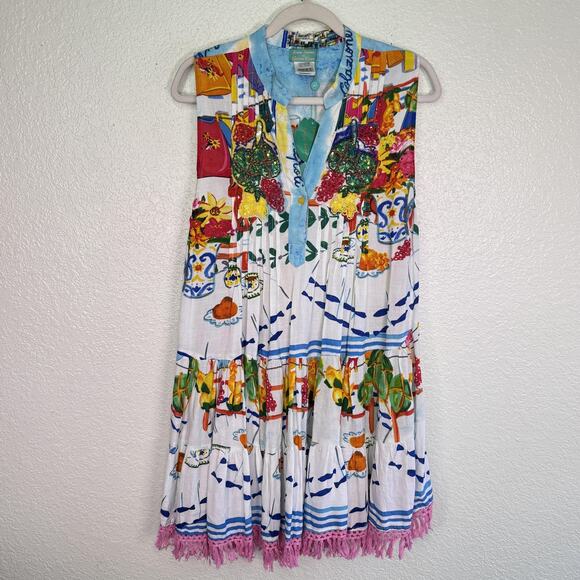 Antica Sartoria Dresses & Skirts - Antica Sartoria Dress Womens One Size Beaded Sundress Boho Fruit Artsy NEW